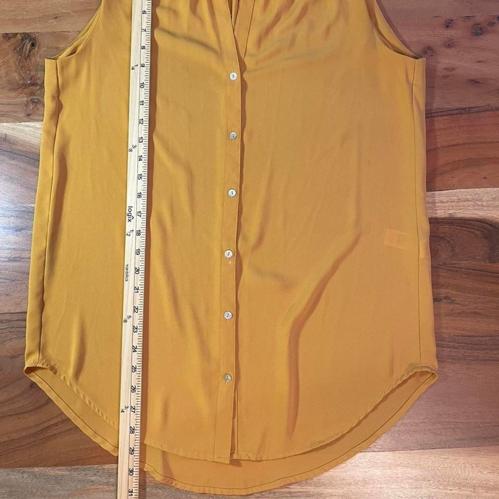 Forever 21 Blouse Women Medium Mustard Yellow Sleeveless Button Front - Picture 6 of 6